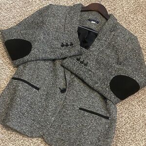 Tommy Hilfiger Black & Gray Blazer with Elbow Patches. Style#H77JK34A Size 14
